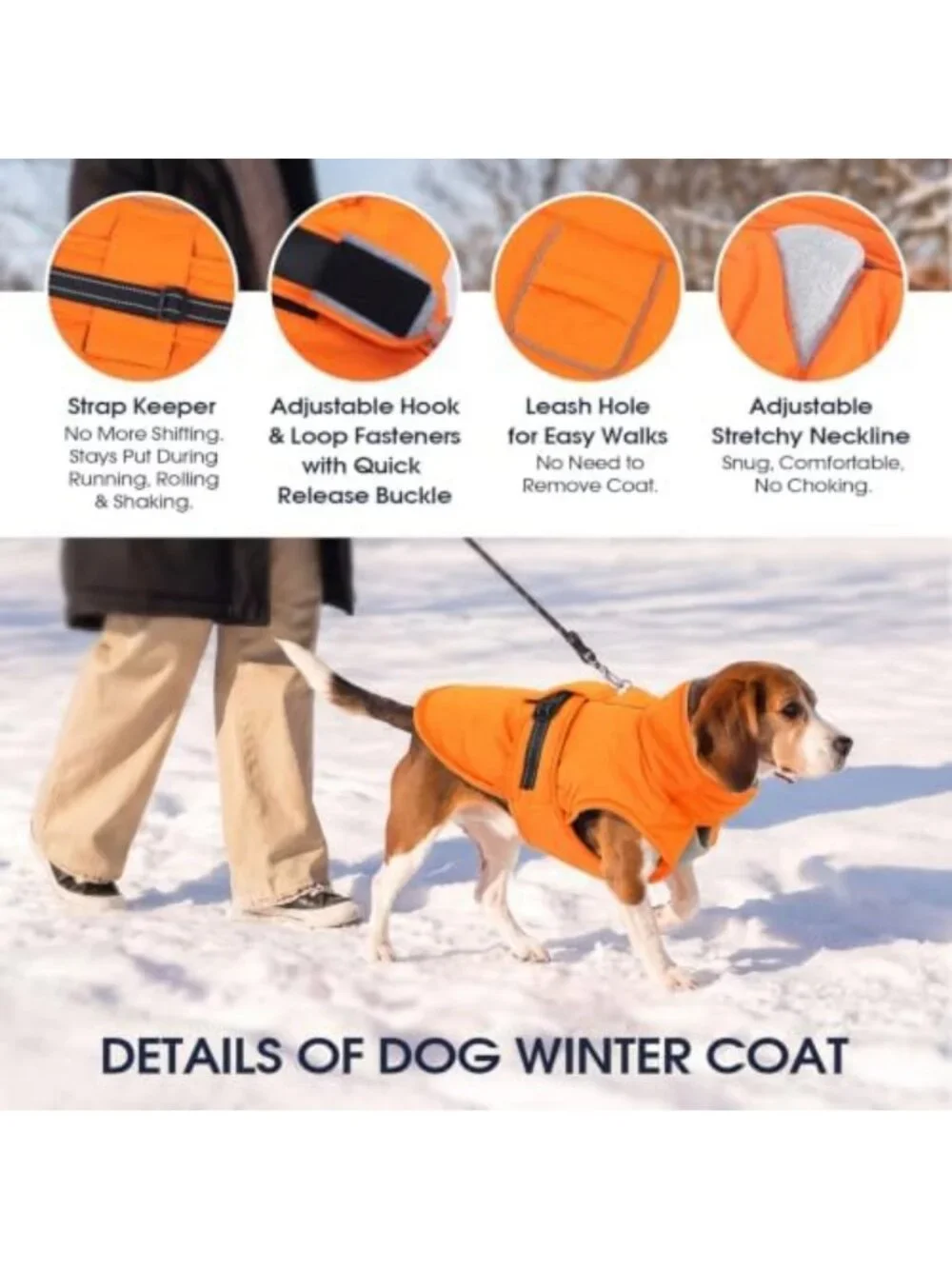 Waterproof Fleece Hunting Jacket for Large Dogs - Orange Outdoor Coat, 4XL